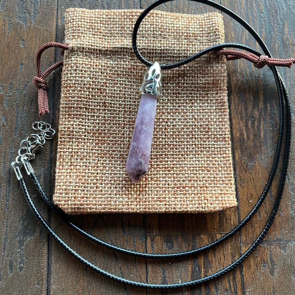 Lepidolite Mens Necklace Mens Crystal Necklace Lepidolite Unisex Necklace